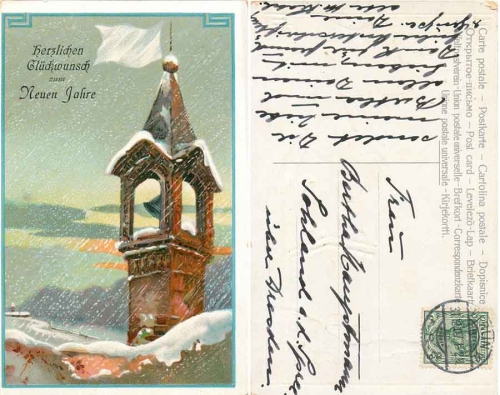 New Year artist card o 31.12.1907