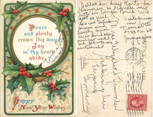 New year, saying in acorn leaves o 1911
