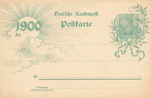 New Year's card 1900 postal stationery 5 Pfennig Reichspost *
