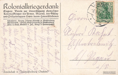 Neumecklenburg artist's postcard, circa 1914
