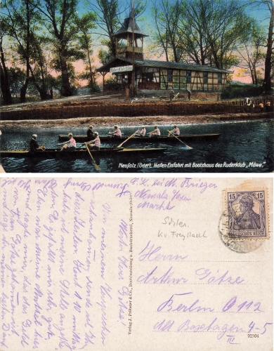 Neusalz Oder Schlesien Bootshuas des Ruderklub Moeve Nowa Sol o 1919