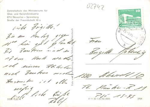 02742 Neusalza-Spremberg Zentralschule des Ministeriums für Glas- und Keramikindustrie ab 1985
