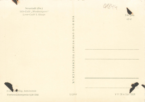 01844 Neustadt Sachsen HO-Cafe "Wochenpost" * 1961