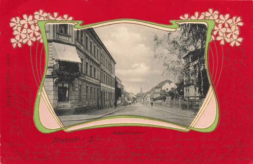 01844 Neustadt Sachsen Bahnhofstrasse Jugendstilkarte o 1903