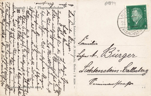 01844 Neustadt Sachsen Flugzeugaufnahme o 1931