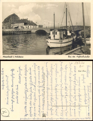Neustadt Holstein Bei der Hafenbrücke gebr. ca.1944