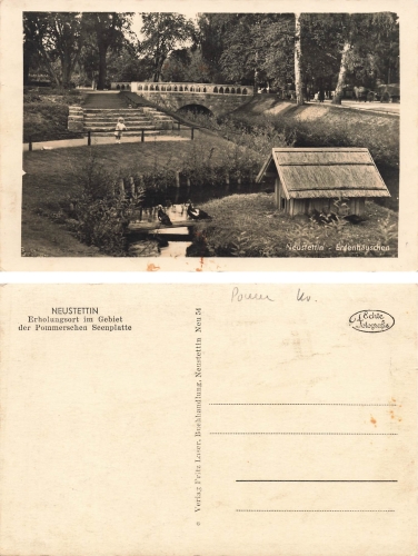 Neustettin Pommern Entenhaeuschen Szczecinek * um 1930