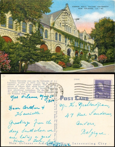USA Louisiana New Orleans Gibson Hall Tulans University  o 1950