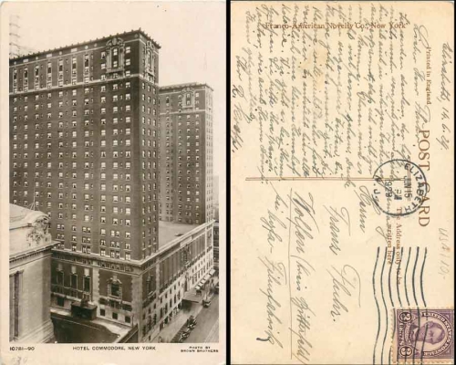 New York City Hotel Commodore o 15.6.1929
