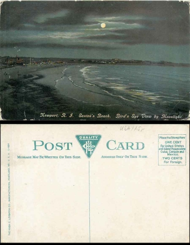 Newport Rhode Island Eastons Beach Birds Eye View Moonlight * ca. 1920