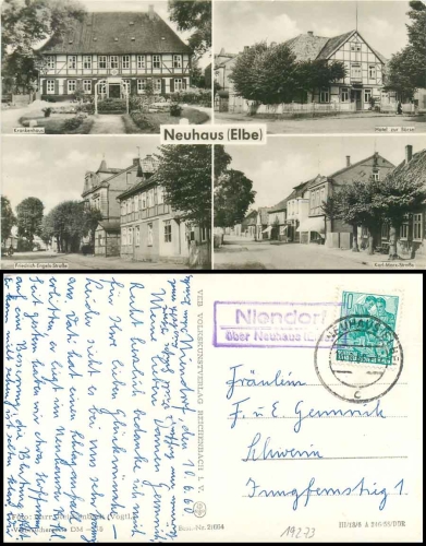 19273 Niendorf about Neuhaus (Elbe) country postmark on postcard o 10.6.1960