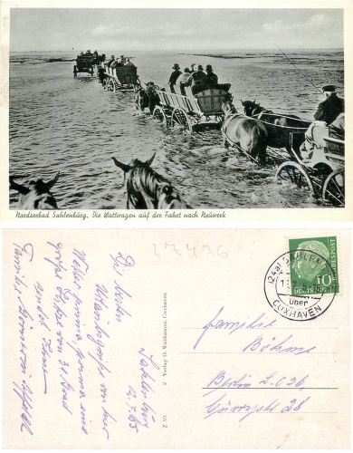 27476 Sahlenburg Wattwagen on the journey to Neuwerk o July 2, 1955