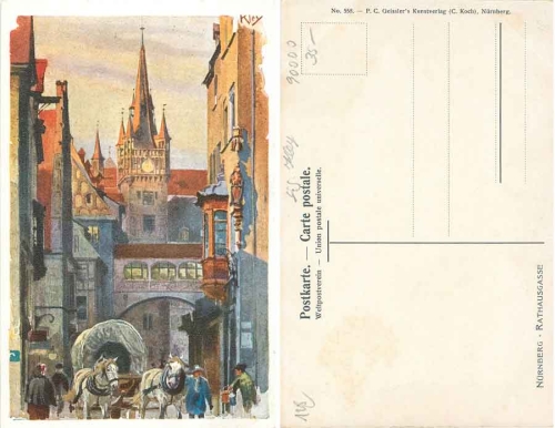 Nuremberg Rathausgasse artist card Kley *approx. 1910