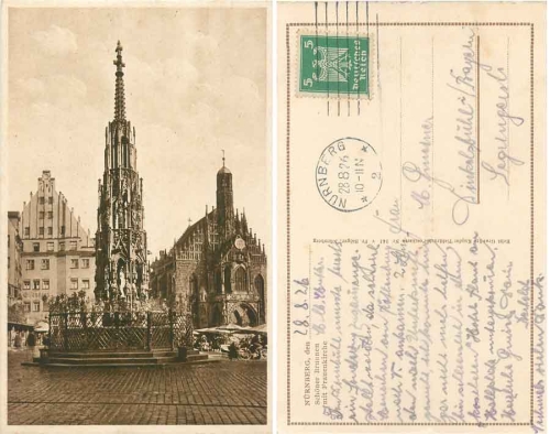 Nürnberg Schöner Brunnen mit Frauenkirche o 28.8.1926