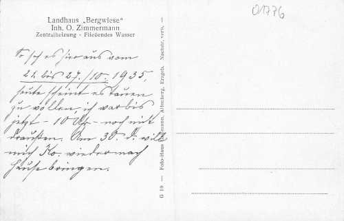 01773 Oberbaerenburg Erzgebirge Landhaus Bergwiese gebraucht 1935