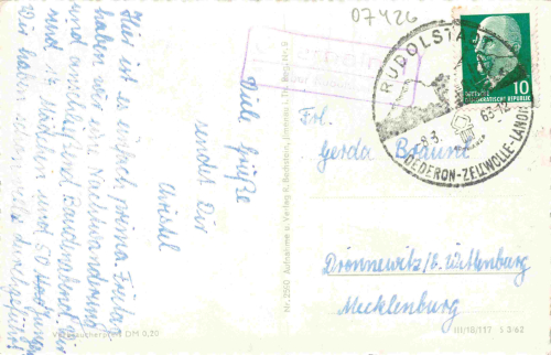 Oberhain Thüringen Landpoststempel Oberhain über Rudolstadt o 1963