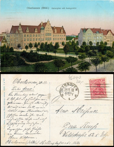 Oberhausen Kaiserplatz with district court o 23.11.1918