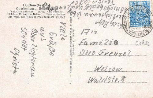 01896 Oberlichtenau Bezirk Dresden Mehrbildkarte mit Gasthof o 1955