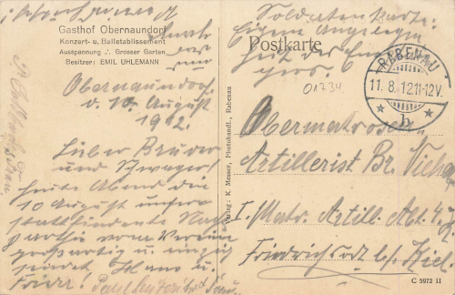 01734 Obernaundorf Rabenau Gasthof Emil Uhlemann o 1912