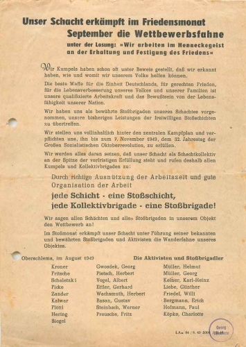08280 Oberschlema leaflet from AG "Wismut" for the 1949 competition flag