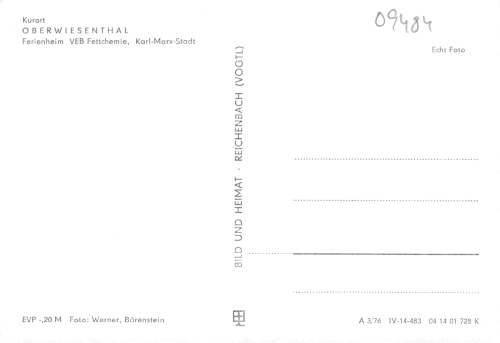 Oberwiesenthal Ferienheim VEB Fettchemie Karl-Marx-Stadt * 1976