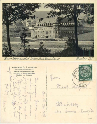 Oberwiesenthal Erzgebirge Kreisheim D.T. o 17.5.1937