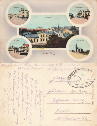 Oderberg Austrian Silesia Bohumín Railway Post Breslau-Oderberg Train 212 o 1917