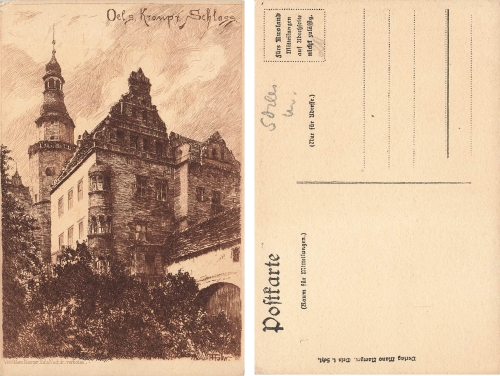 Oels Silesia Castle artist card Fahr Olesnica * around 1920