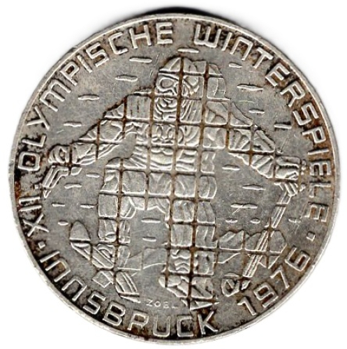 Österreich 100 Schilling XII Olympische Winterspiele Innsbruck 1976 Skifahrer
