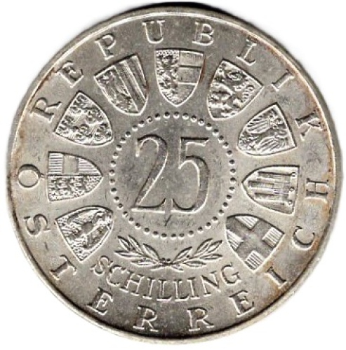 Austria 25 Schilling 1956 Wolfgang Amadeus Mozart Silver Coin