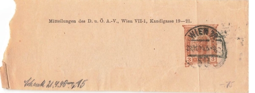 Austria 3 Heller Streifband postal stationery o Vienna November 28, 1904