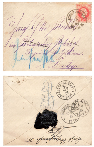 Austria 5 Kreuzer single franking on letter from Vienna September 9, 1891 to Dresden