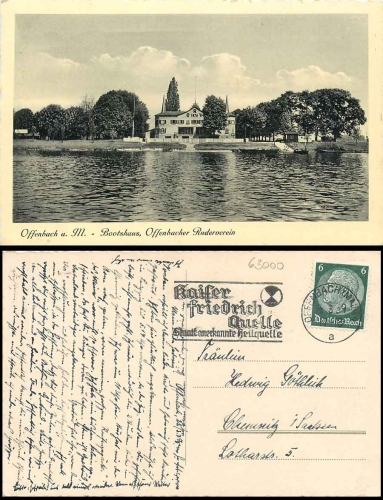 Offenbach boathouse of the rowing club o 25.3.1939