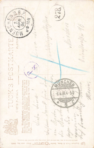 Riefenbachthal Harz Künstlerkarte Tucks Oilette o 1906 nach München Briefträgerstempel 278