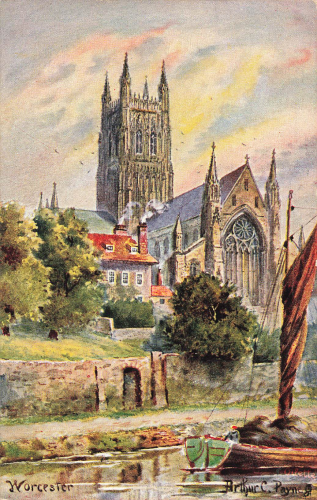 Worcester Cathedral KünstlerkarteArthur C. Payne Tucks Oilette * um 1910