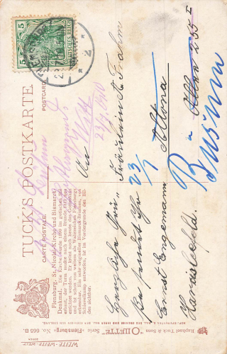 Flensburg St. Nikolaikirche und Bismarckdenkmal Künstlerkarte Tucks Oilette o 1910