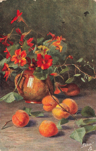 Blumen und Früchte Künstlerkarte Tucks Oilette o 1914