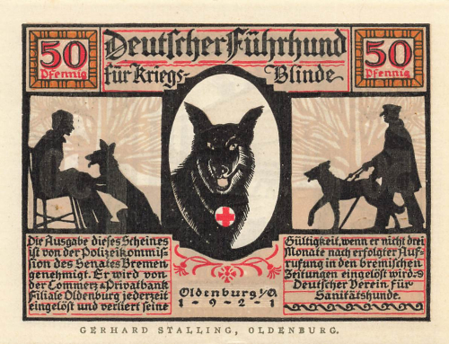 Oldenburg emergency money guide dog for the blind 1921