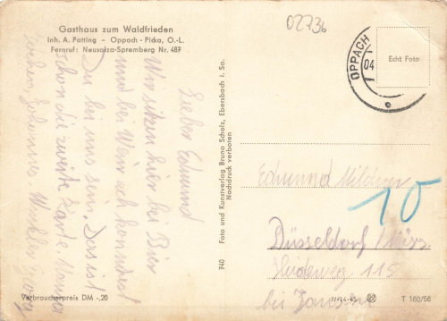 02736 Oppach Oberlausitz Gasthaus zum Waldfrieden o um 1956