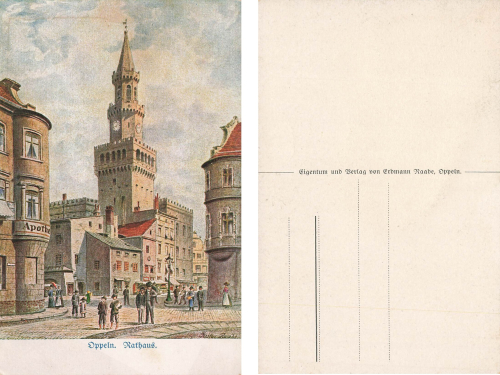 Oppeln Upper Silesia Town Hall Artist's Card Raabe Opole * around 1920