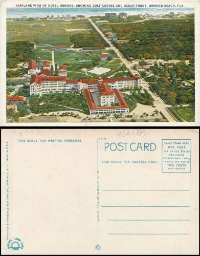 Ormond Beach, Florida Hotel and Airplane View Golf Course *approx. 1930