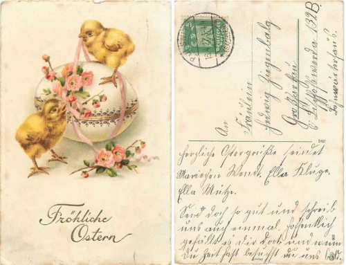Easter chick with Easter egg o April 16, 1927