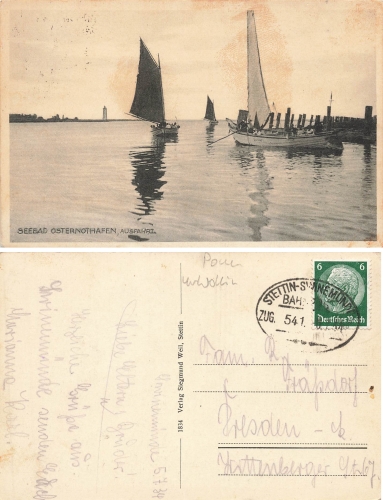 Osternothafen Pommern Bahnpost Stettin-Swinemuende Zug 541 5.7.1934