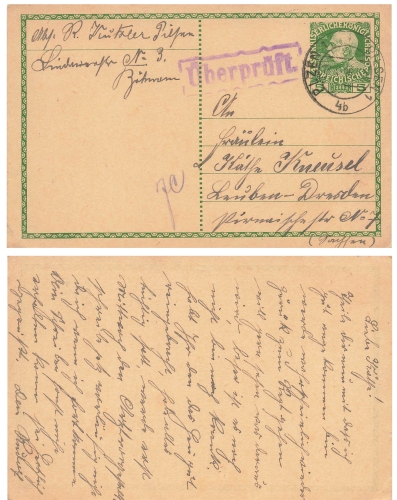Austrian Postal Stationery Censorship Stamp Checked o Plzen1 April 13, 1916