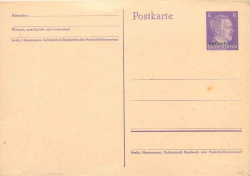 Ostland Ganzsache 6 Pfennig Adolf Hitler
