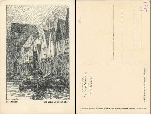 Otto Ubbelohde "the gray city by the sea" German longing * around 1930