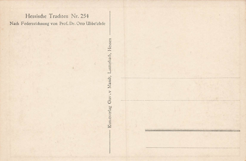 Otto Ubbelohde Hessische Trachten Nr 254 Bauer mit Pflug Mandt-Verlag um 1920