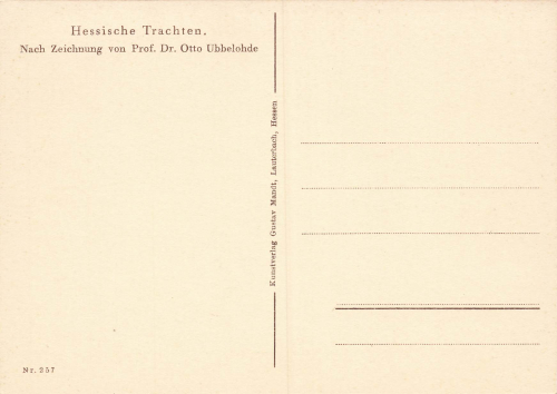 Otto Ubbelohde Hessische Trachten Nr.257 Mandt-Verlag * um 1920