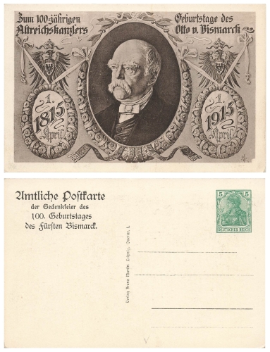 Otto von Bismarck 100th birthday private postal stationery 1915