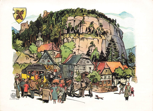 02797 Oybin Zittauer Gebirge Postkuschenfahrt zur 700 Jahrfeier 1956